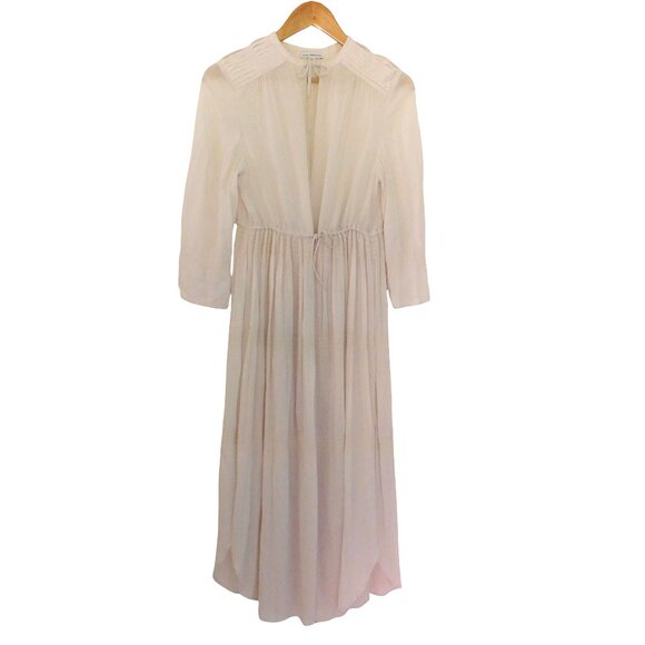 James Perse Blush Cream Midi Dress Size 2 (M) Tie Waist Tiered Viscose Bohemian - Picture 9 of 9